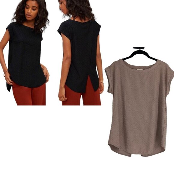 Aritzia Wilfred Blush Pink Anvers Jacquard Knit Open Back Short Sleeve T-Shirt S - Picture 1 of 15